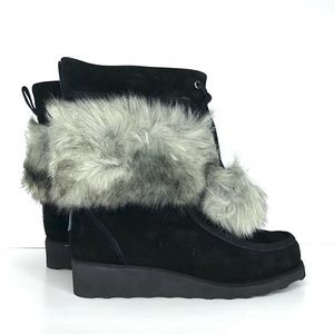 NIB Bearpaw Arden Boots in Black Women’s 9 Winter Pull On Sheep Fur Lined Shoes